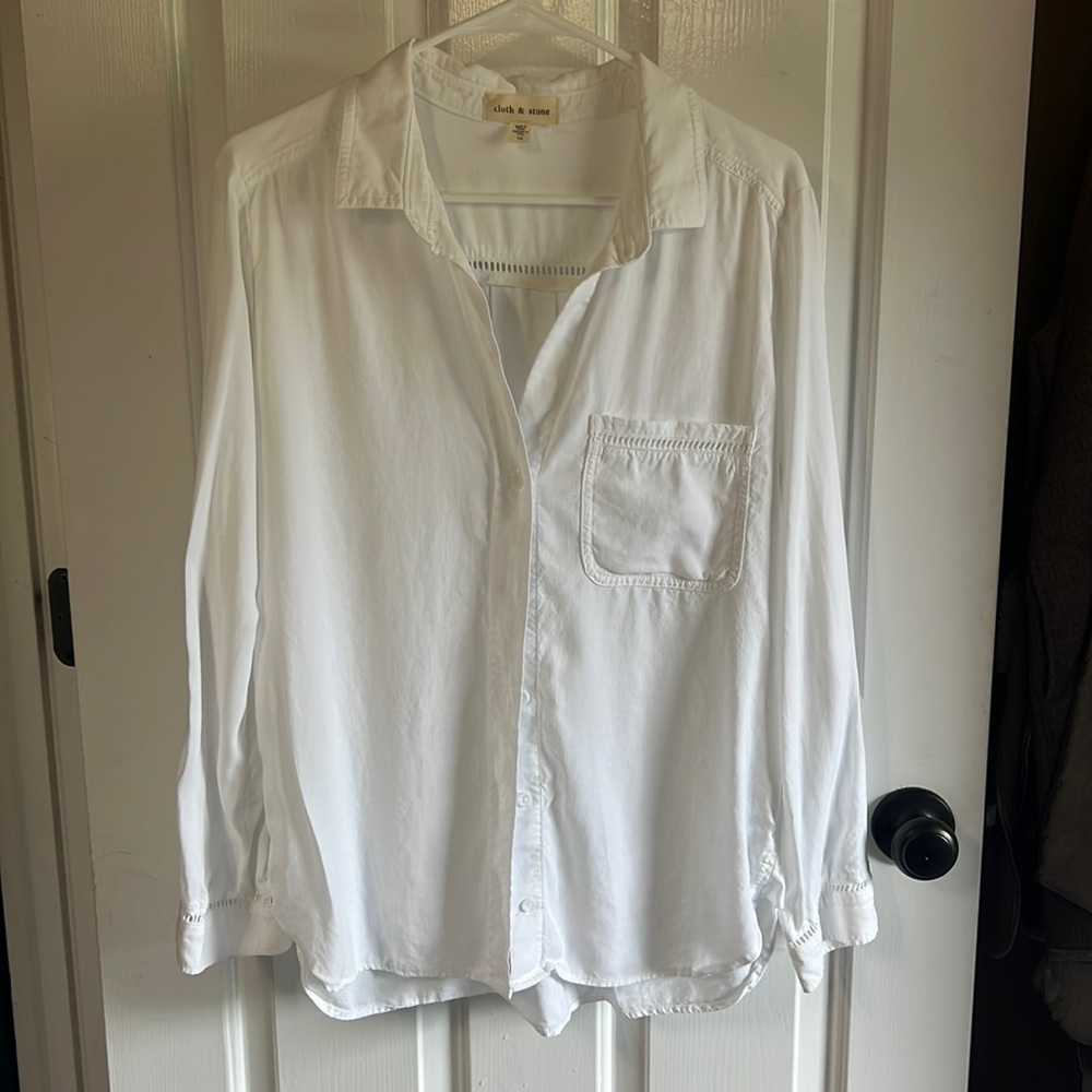 Cloth and stone white long sleeved cotton blouse